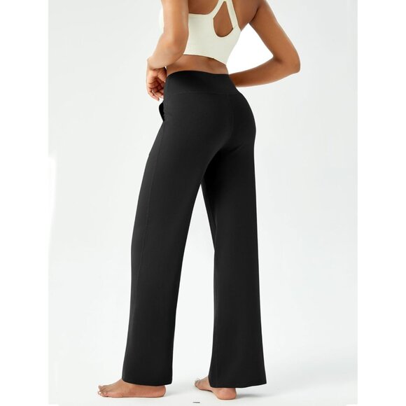 Womens Wide Leg Yoga Pants Casual Work Dress Pants Lounge Sweatpants High Waist - Picture 3 of 6